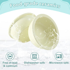 Sunhoo beige ceramic bowls close-up showing thick weighted base for stability