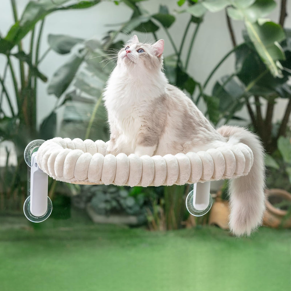 Sunhoo cat window perch bed with raised edges for cozy, secure lounging in sunlit windows.