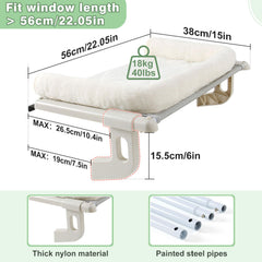 Sunhoo Cat Window Perch Mounted by Window demonstrates secure installation with adjustable clamps.