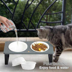 Sunhoo four ceramic bowls support multi-cat meals with ease.