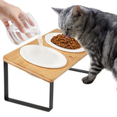 Sunhoo ceramic elevated bowls on tilted stand for comfortable feeding