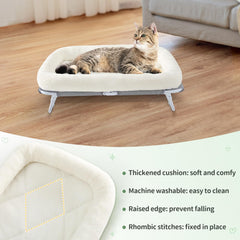 Sunhoo elevated cat bed cushion soft closeup emphasizes plush comfort for cozy naps.