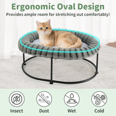 Sunhoo elevated cat bed faux-fur cushion adds plush warmth and comfort