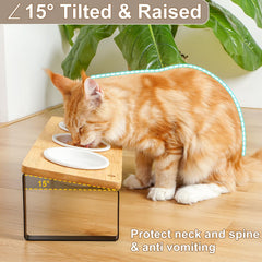 Sunhoo tilted elevated feeding position reduces neck strain during meals.