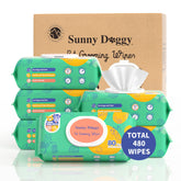 Sunny Doggy Pet Wipes pack-6 provides convenient six-pack packaging for on-the-go odor control.