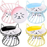 Sunnyray cat feeder with colorful bowls on a stand for whisker-friendly, easy meals.