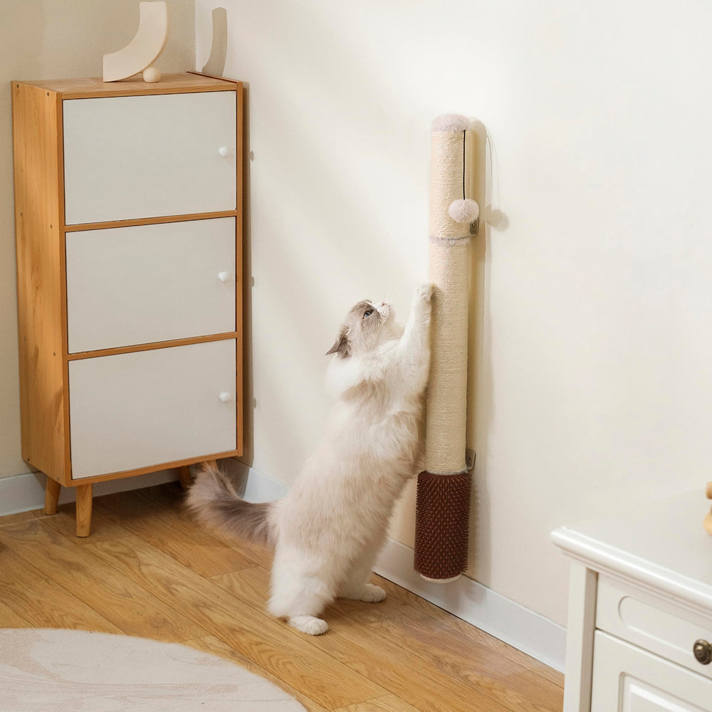 SUNRUI 34-inch wall scratcher with vertical sisal for full-body stretch.
