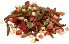 Sunseed Vita Prima Hedgehog Treat Trail Mix Enrichment shows hedgehogs foraging behavior.