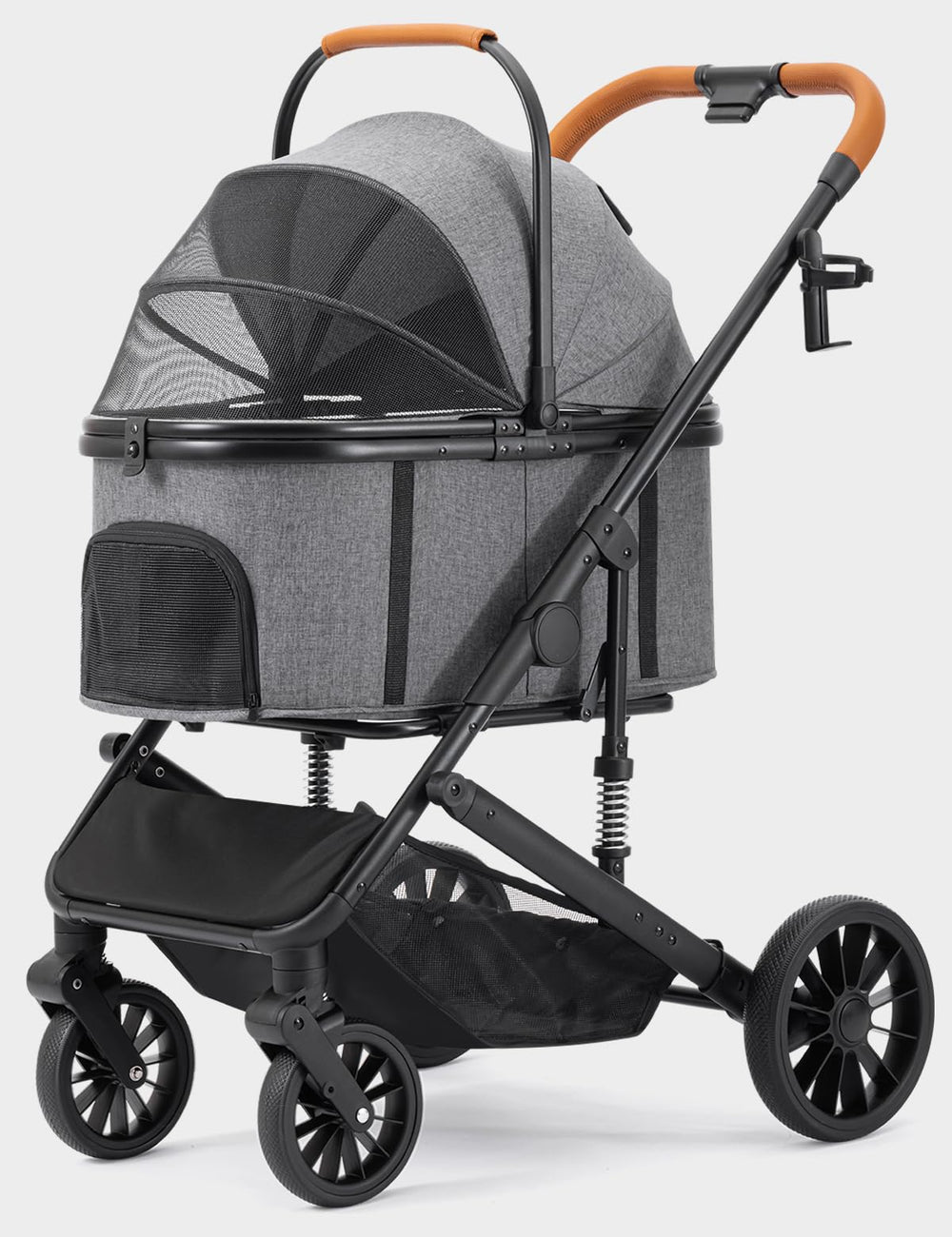 SUNTHX dog stroller front view highlights a sturdy frame for easy pet outings.