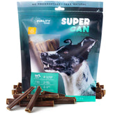 SUPER CAN BULLYSTICKS 6in beef-gullet-stick-packaging for a long-lasting chew.