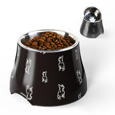 Super Design elevated dog bowl with stainless steel insert for comfortable feeding.