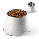 Super Design elevated dog bowls with crackle design for comfortable feeding height.