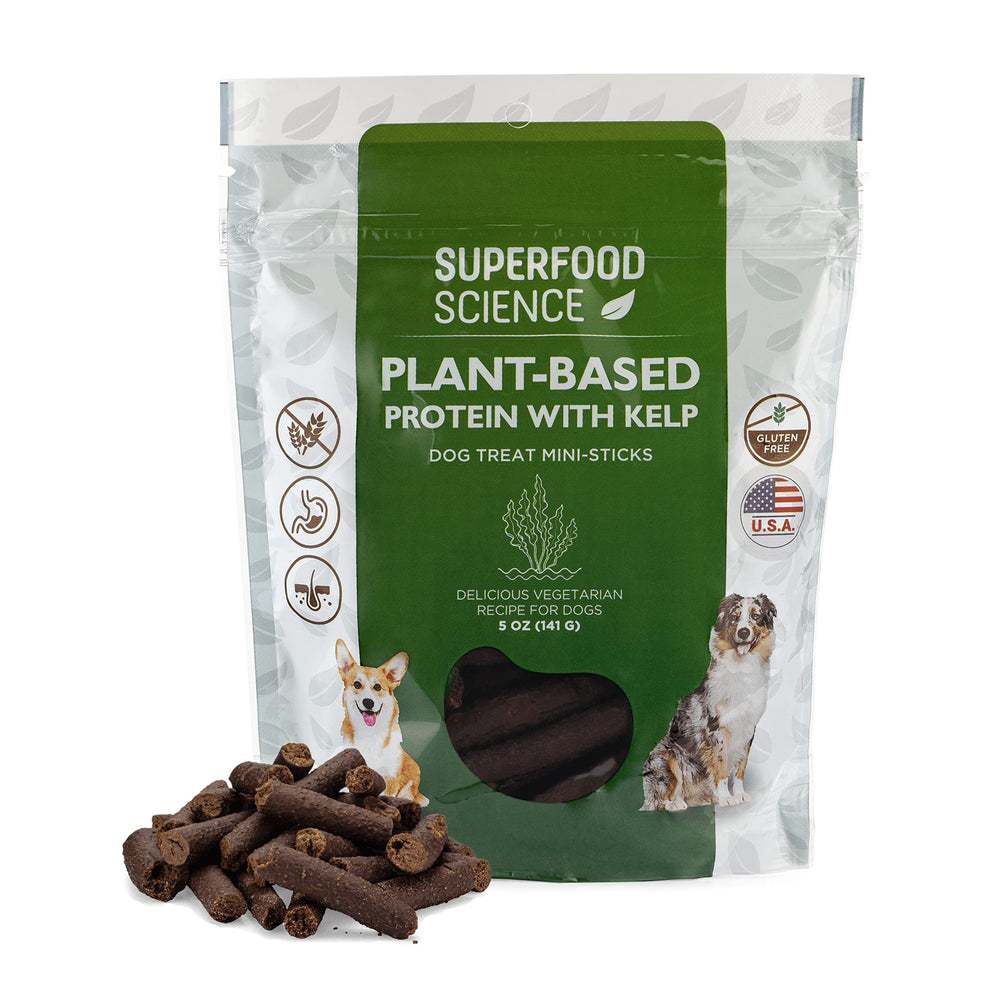 Superfood Science snacks vegetales para perros, empaque de 5 oz, recompensa sabrosa.