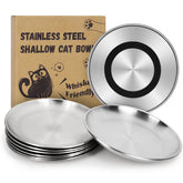 Supet cat plates feature wide stainless-steel bowls for easy feeding and whisker comfort.