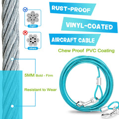 Supet 10ft tie out cable shown with durable spring for camping