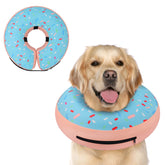 Supet inflatable dog cone close-up shows soft donut design for post-surgery comfort.