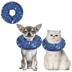 Supet inflatable dog cone collar close-up shows a plush donut shape providing gentle protection.