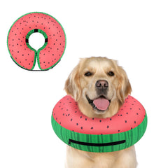 Supet inflatable dog cone front view with soft recovery collar preventing licking
