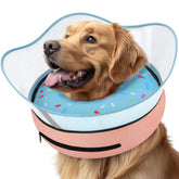 Supet raised inflatable dog cone collar in donut style provides gentle protection after surgery