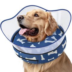 Supet raised inflatable dog cone collar front view prevents licking while healing.