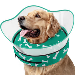 Supet raised inflatable dog cone with detachable shield protects injuries.