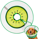 Supet raised inflatable dog cone with Kiwi donut provides gentle post-op protection