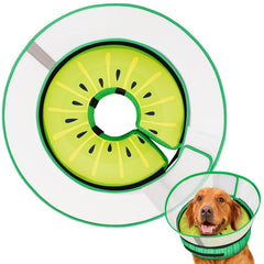 Supet raised inflatable dog cone with Kiwi donut provides gentle post-op protection