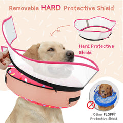Supet raised inflatable dog cone shows removable cover for easy washing