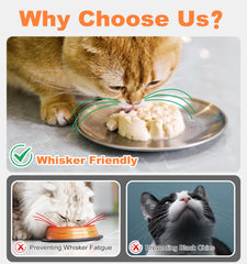 Supet whisker-friendly cat plates 304 stainless steel surface is rust-resistant and easy to clean.