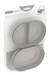 SureFlap mat and bowl set grey front view with odor-reducing seal for fresher meals.