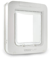 SureFlap Microchip Pet Door white front view showing selective entry for pets