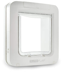 SureFlap Microchip Pet Door white front view showing selective entry for pets