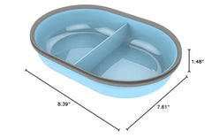 SureFlap split bowl blue in use with SureFeed feeder for easy color-coded pet meals