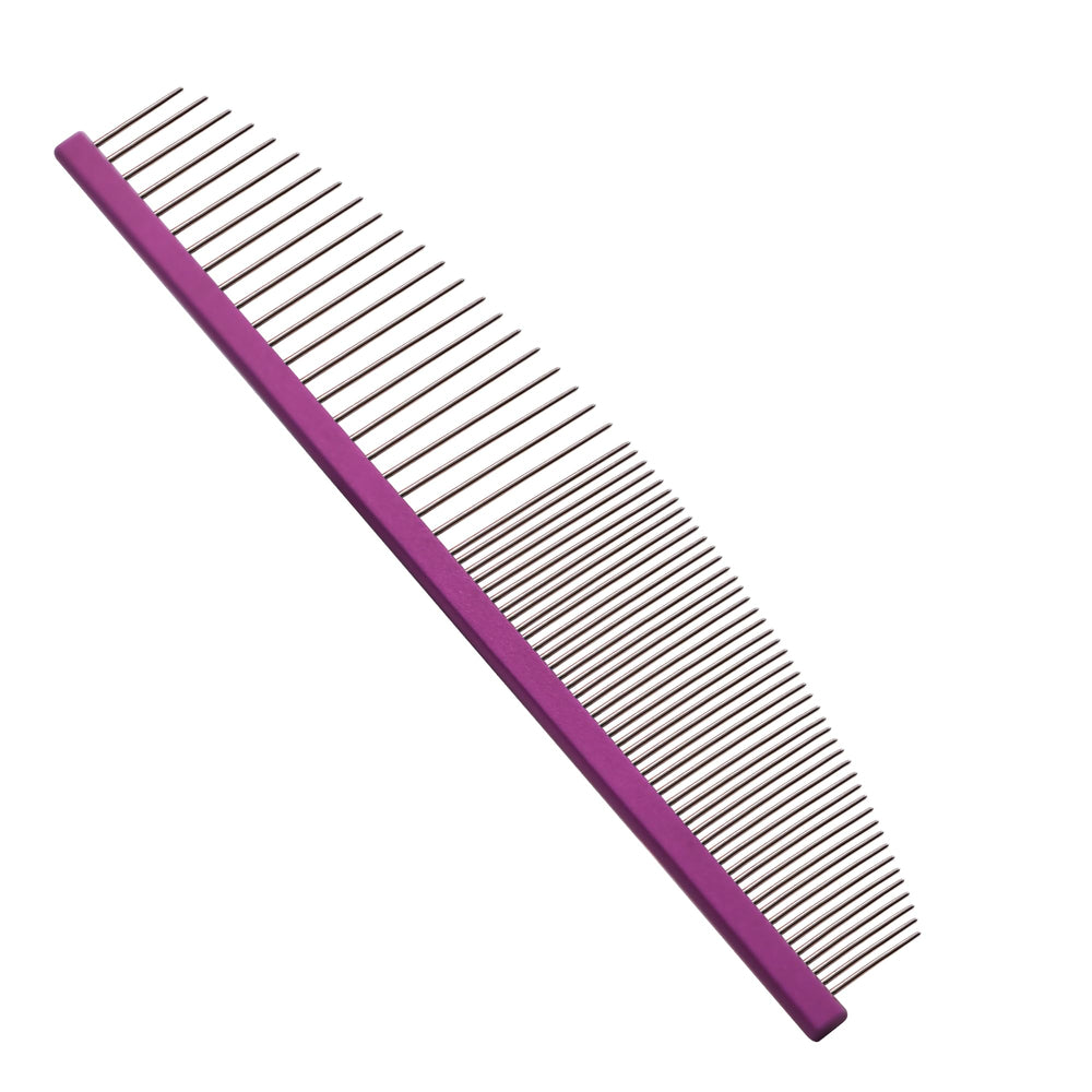 Susook crescent coarse grooming pet comb with dual-density teeth for safe detangling