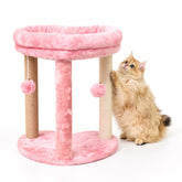 Suudroeen 3-in-1 pink cat tree assembled for play and rest
