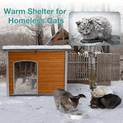 Suumerpety wooden cabin dog house offers a cozy shelter.