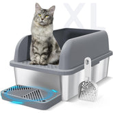 Suzzipaws enclosed stainless-steel litter box with lid delivers secure containment and easy cleanup.