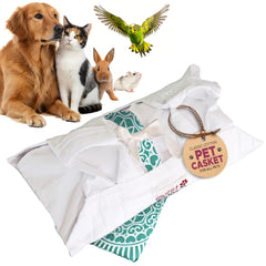 Sweet Goodbye Cocoon ceremony kit in white aqua for a dignified pet memorial