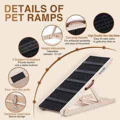 SweetBin dog ramp side-view highlights sturdy wooden construction and stable footing.