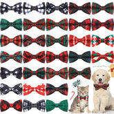Sweetude 30-pcs fall plaid bow-ties collection on a dog for stylish everyday outfits