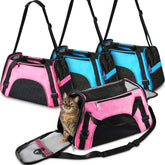 Sweetude cat carrier rose red front view; compact travel-ready for quick trips.