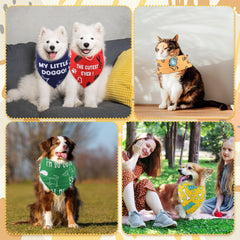 Sweetude paw-print bandana on a dog adds playful captions to photos.