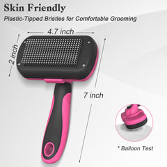 Swihauk cepillo mango ergonómico rosa manejo cómodo durante sesiones de cuidado.