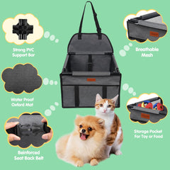 SWIHELP dog car seat showing cushioned backrest for better outside visibility.