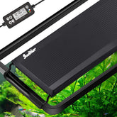 Switior auto on/off LED aquarium light front view showing compact fit for 12–18 inch tanks, enhanced illumination.