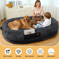 SWITTE giant dog bed plush faux fur fabric adds stylish comfort.