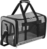 SWUVVI soft sided pet carrier top view shows breathable mesh for comfortable travel.