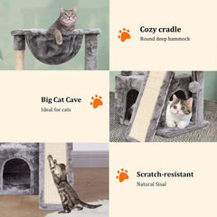 SYANDLVY cat tree cradle plush perch offers cozy resting spots after exploration.