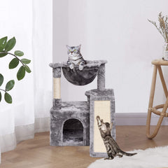 SYANDLVY cat tree sisal board provides stretching surface for flexible play sessions.