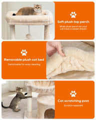 SYANDLVY cat tree with natural sisal posts offers scratching outlets to protect furniture.